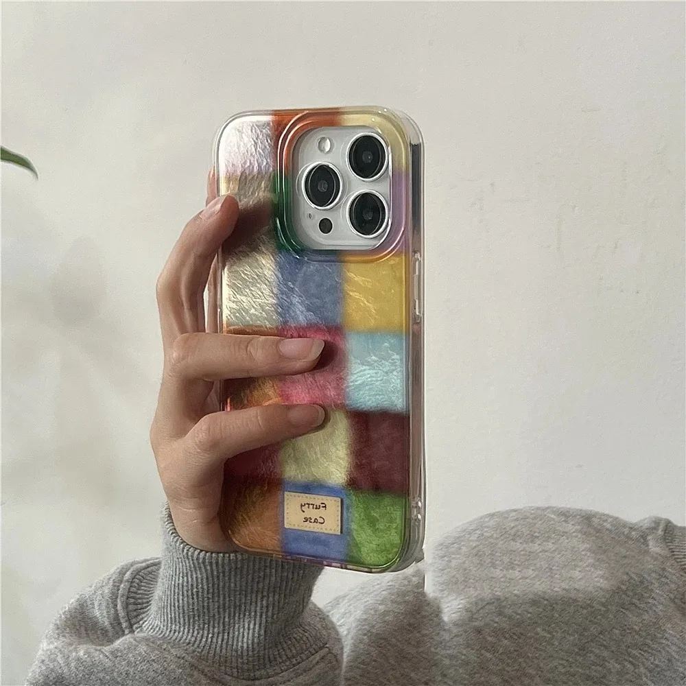 Симпатичный клетчатый прозрачный чехол Dopamine Color Block для iPhone 16, 15, 14, 13, 12, 11 Pro Max XS XR X SE 7, 8 Plus, мягкий чехол в клетку