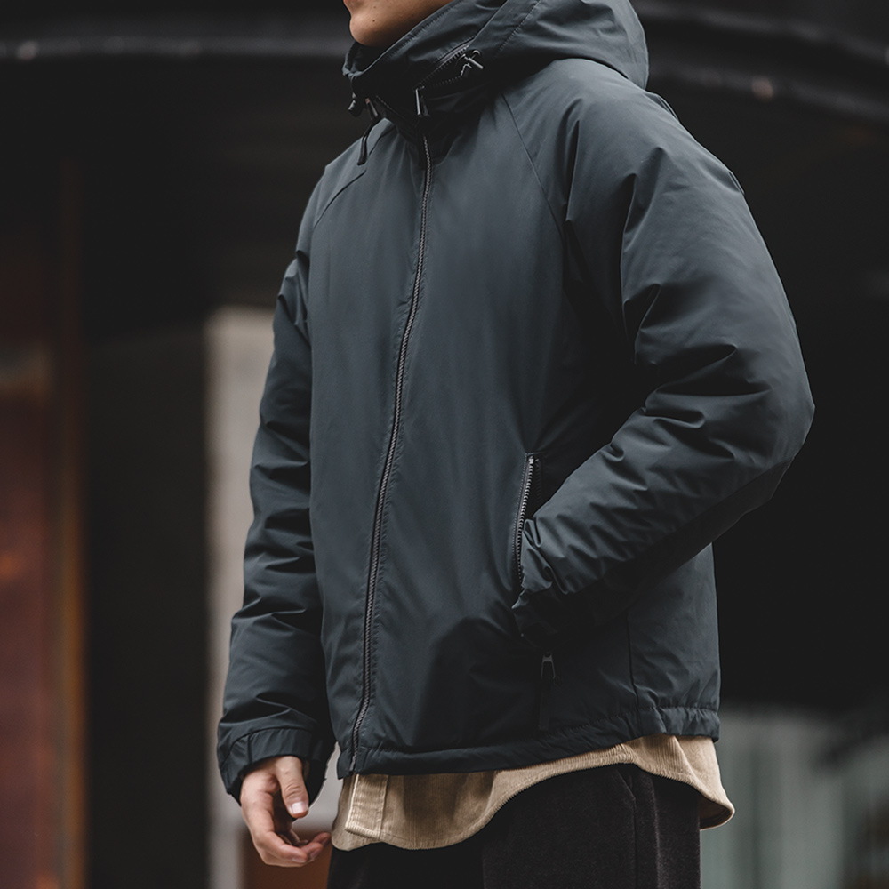 Maden Jaqueta masculina com capuz de penas inverno grossa tecido fosco brilhante parka casaco quente para fora versátil jaqueta preta para uso externo Elegante e quente jaqueta masculina