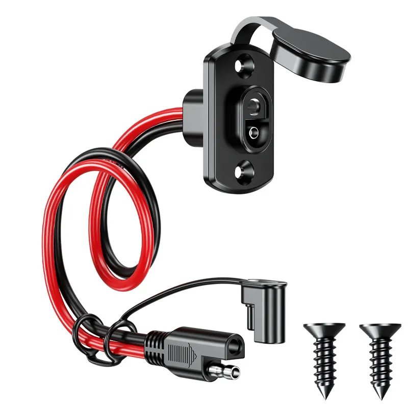 Chicote de conector rápido sae 12awg 30cm, cabo de extensão sae à prova d'água, porta lateral para gerador de painel solar, carregador de bateria