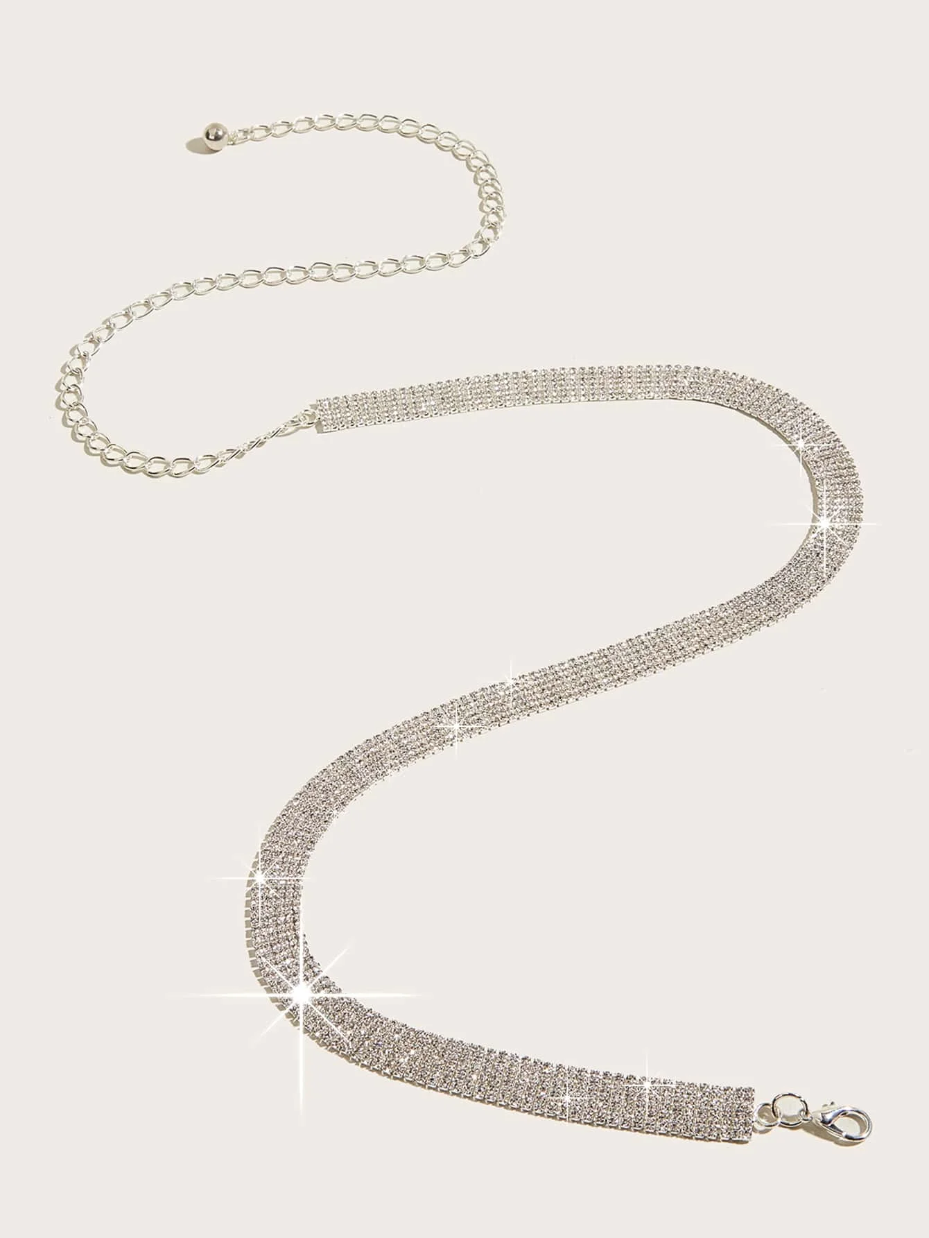 Cinto de corrente com decoração de strass