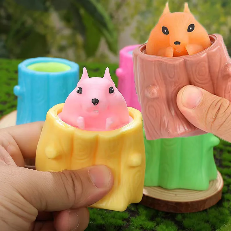 ตลก Pop-Up ช้า Rebound Squishy ชีสเมาส์ถ้วยมือ Antistress Reliever ถ้วยกระรอกของเล่นสําหรับเด็กผู้ใหญ่