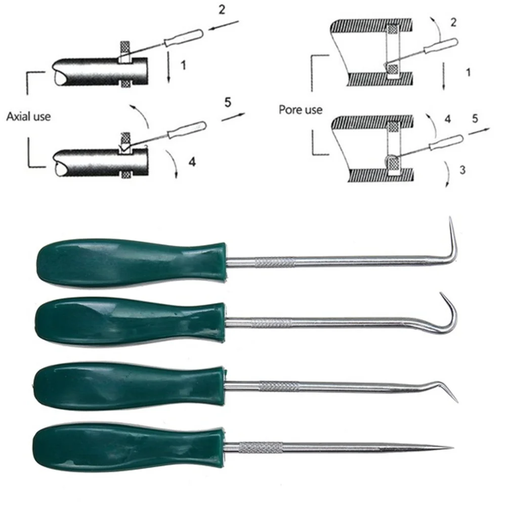 Gran oferta, 4 Uds., 135mm, juego de destornilladores de sello de aceite para vehículo, junta tórica, extractor, ganchos de selección, herramientas de reparación para coche