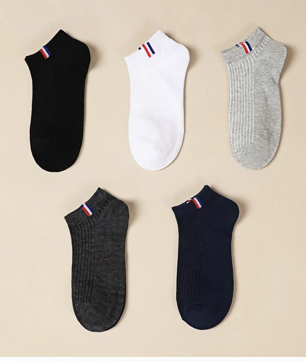 5 pares de calcetines de hombre calcetines de algodón de primavera y verano calcetines de tubo corto calcetines casuales calcetines bajos versátiles de color sólido