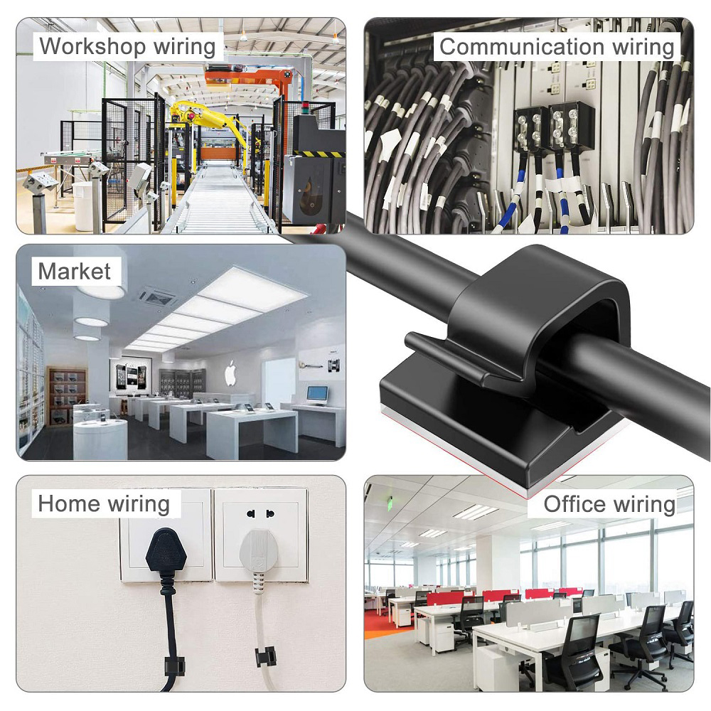 20/40Pcs Cable Management Clips Organizer Drop Wire Holder Cord Self-Adhesive Cable Manager Fixed Clamp Wire Winder Clips Attach