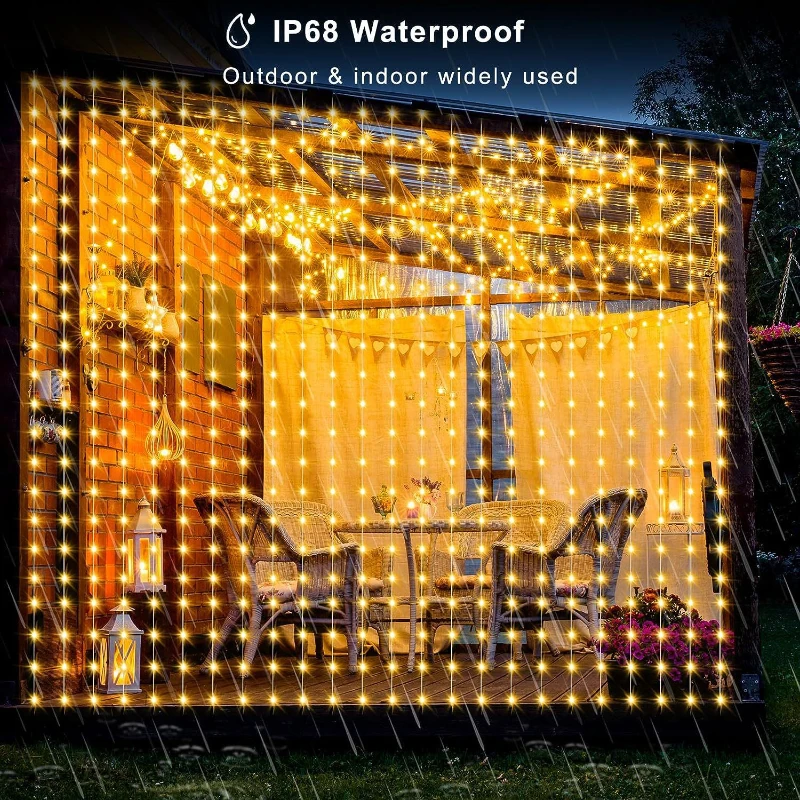 ไฟม่านแสงสี RGB บลูทูธ3*2ม./3 * 3M โคมไฟนางฟ้า LED รีโมทคอนโทรลกันน้ำสำหรับห้องนอนห้องนั่งเล่นไฟคริสมาสต์