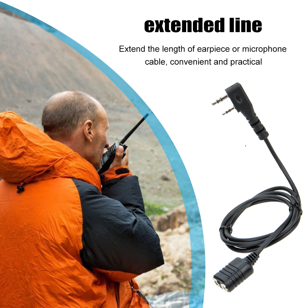 Cable de extensión de micrófono de 1m, Cable extensor tipo K de 2 pines, accesorio de reemplazo de Radio Ham Para Kenwood, Baofeng UV-5R 888S