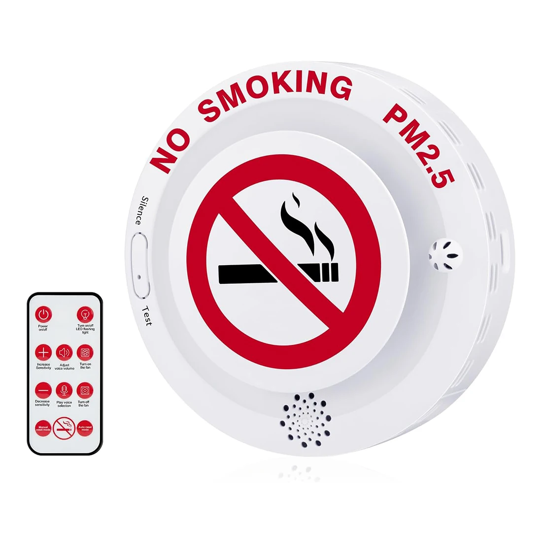 Détecteur de cigarettes 2 en 1 avec télécommande, alarme de vape et PM2,5 avec rappel vocal, garde de contrôle du tabac environnemental