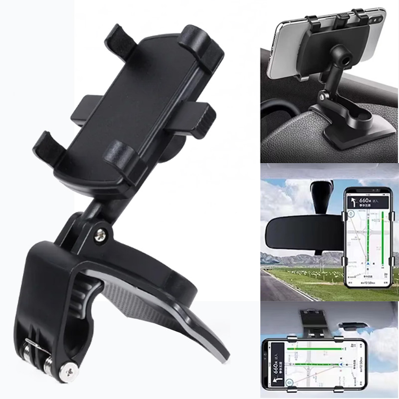 Dashboard Car Phone Holder ABS Mobile Phone Sun Visor Holder Auto Rear View Mirror Phone Support 360 Degree Rotation Accessories