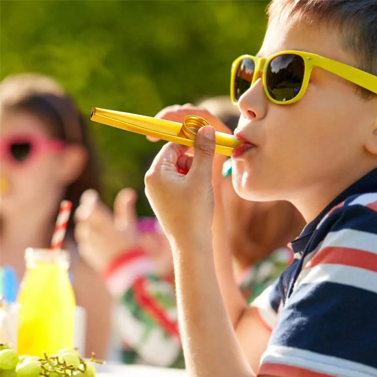 Kazoo Argento Lega di alluminio con membrana Flauto Bocca a membrana Strumenti musicali Kazoos