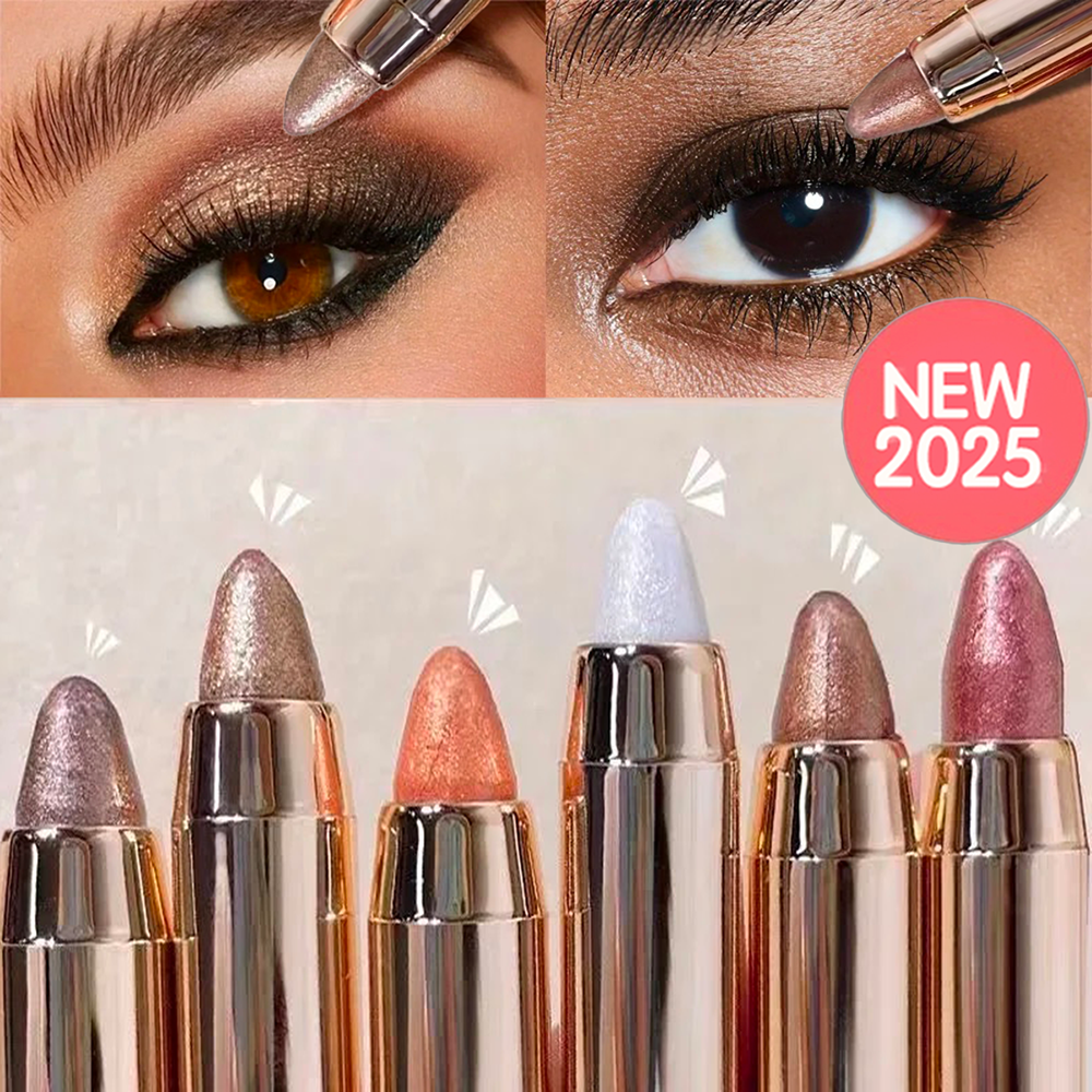 6 Colors Double-Ended Eyeshadow Stick – Waterproof, Long-Lasting, Matte & Glitter, Contour, Highlight, Certified, Unisex