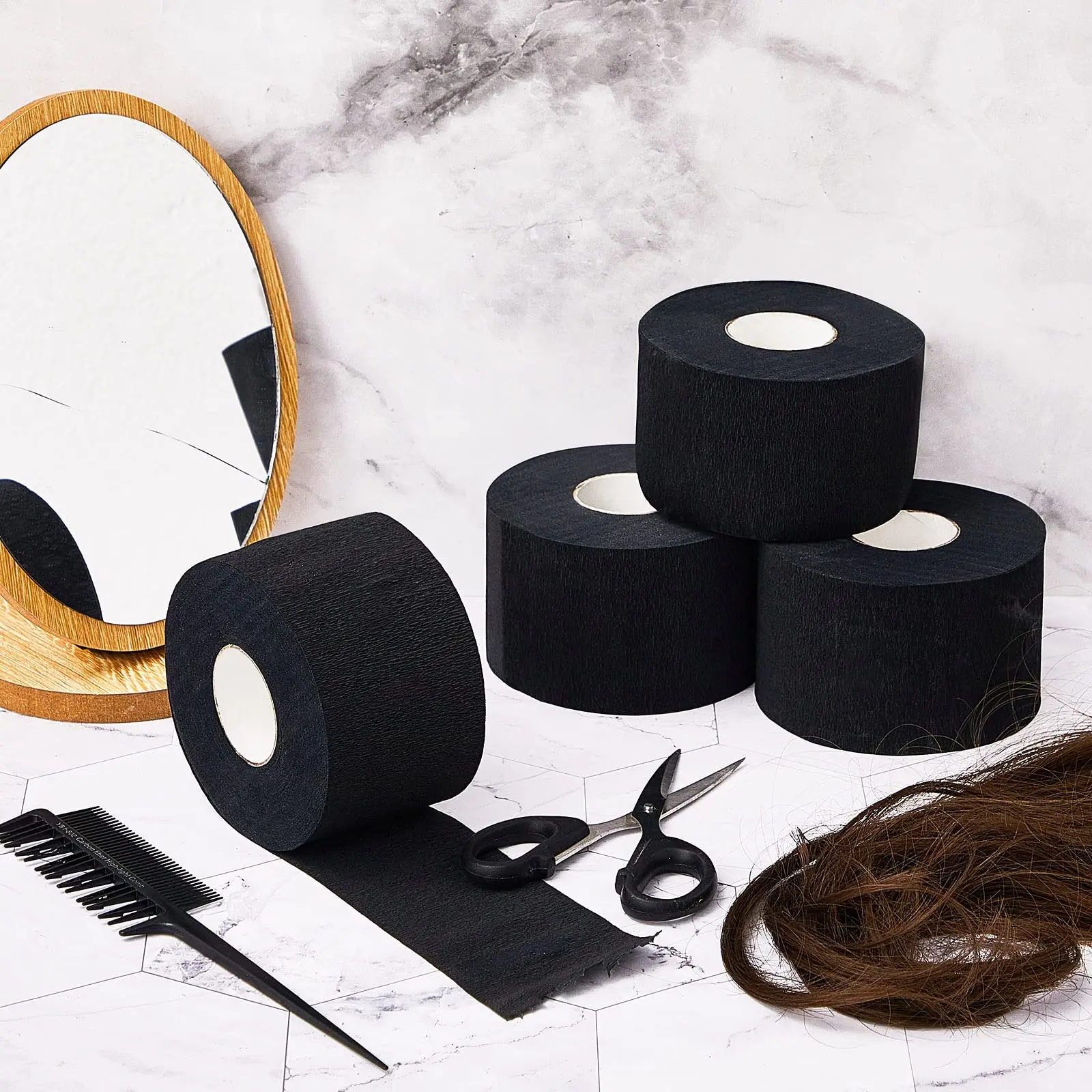1 Rolle schwarze Einweg-Friseur-Nackenstreifen, Friseur-Nackenpapier, dehnbarer Streifen, Halskante, Papier, Haarschnitt, Styling-Zubehör
