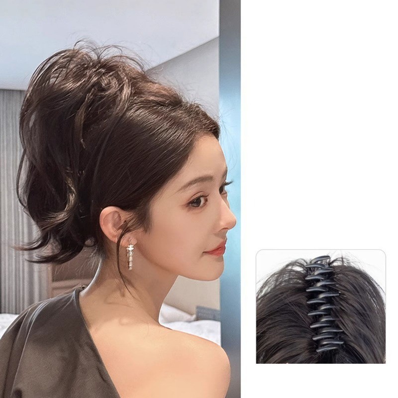Low-tie Kip Haar Broodje Synthetische Pruik Grijp Clip Opgestoken Bloemknop Hoofd Gestreept Dikke Darm High-end Haaraccessoires