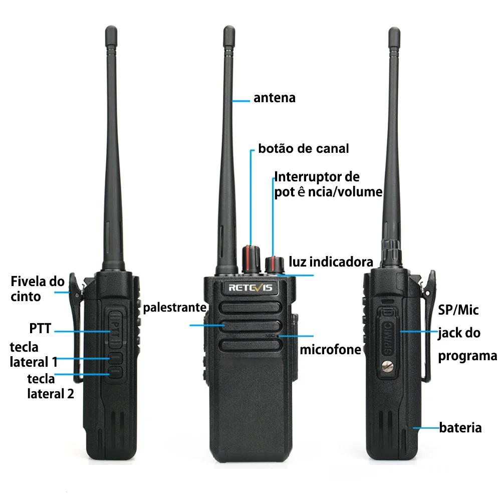 10W Radio Comunicador Profissional Longo Alcance RT29 Walkie Talkie à Prova D'água IP67 Profesional Radio ht Portáti Radios Comunicadores Longa Distância UHF Fazenda Fábrica Armazém Floresta