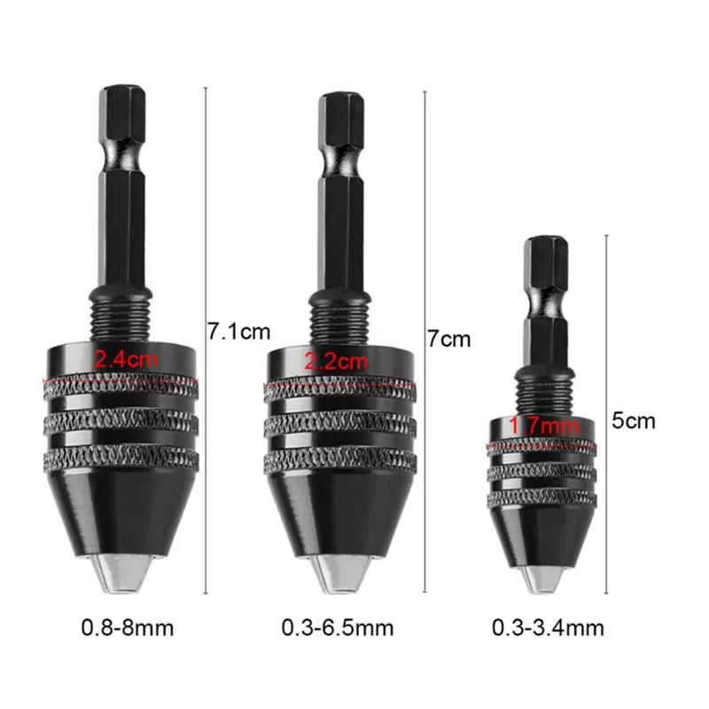 Mandril de broca sem chave 0.3-8mm auto-apertar brocas elétricas ferramentas de fixação de pinça 1/4 "hex shank conversor de mudança rápida