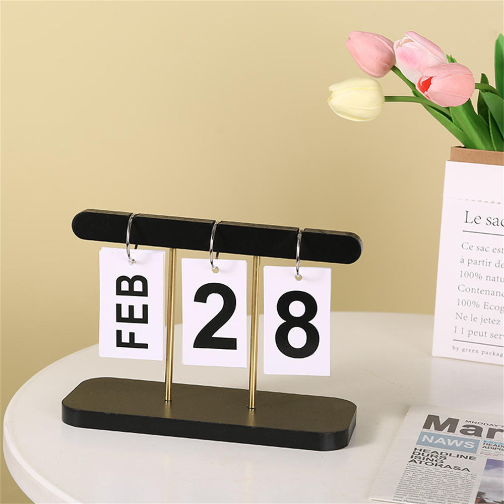 Moderne hölzerne ewige Kalender Flip Monat Datum Anzeige Desktop-Zeitplan Agenda Planer Home Decoration Büro Ornament neu