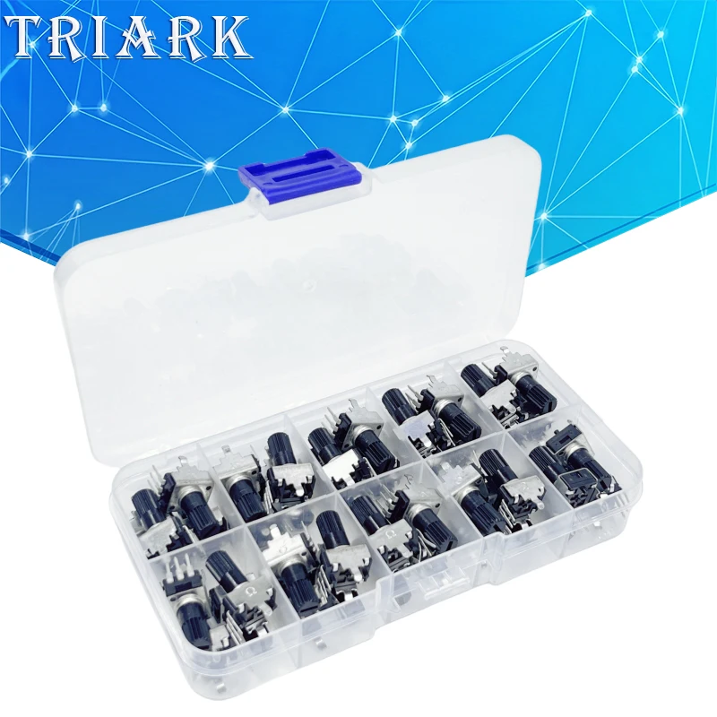 Kit RV09 eje Vertical de 12,5mm 1K 2K 5K 10K 20K 50K 100K 1M 0932 resistencia ajustable 9 tipo potenciómetro giratorio de sello de 3 pines