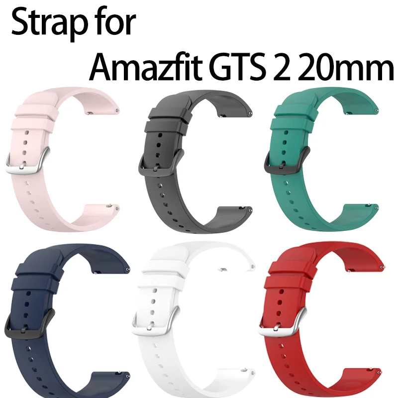 สายนาฬิกาซิลิโคน 20 มม. 10 แพ็ค, สายรัดทดแทนเข้ากันได้กับ Active 2/GTR mini/GTS 2-4/Bip 3/U Smartwatches