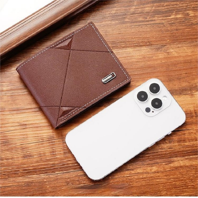 คลาสสิกหนังFaux Slimกระเป๋าสตางค์ผู้ชายMinimalist Bifoldบัตรเครดิตผู้ถือกระเป๋าสตางค์กระเป๋าสตางค์สั้นบางคลิปเงิน