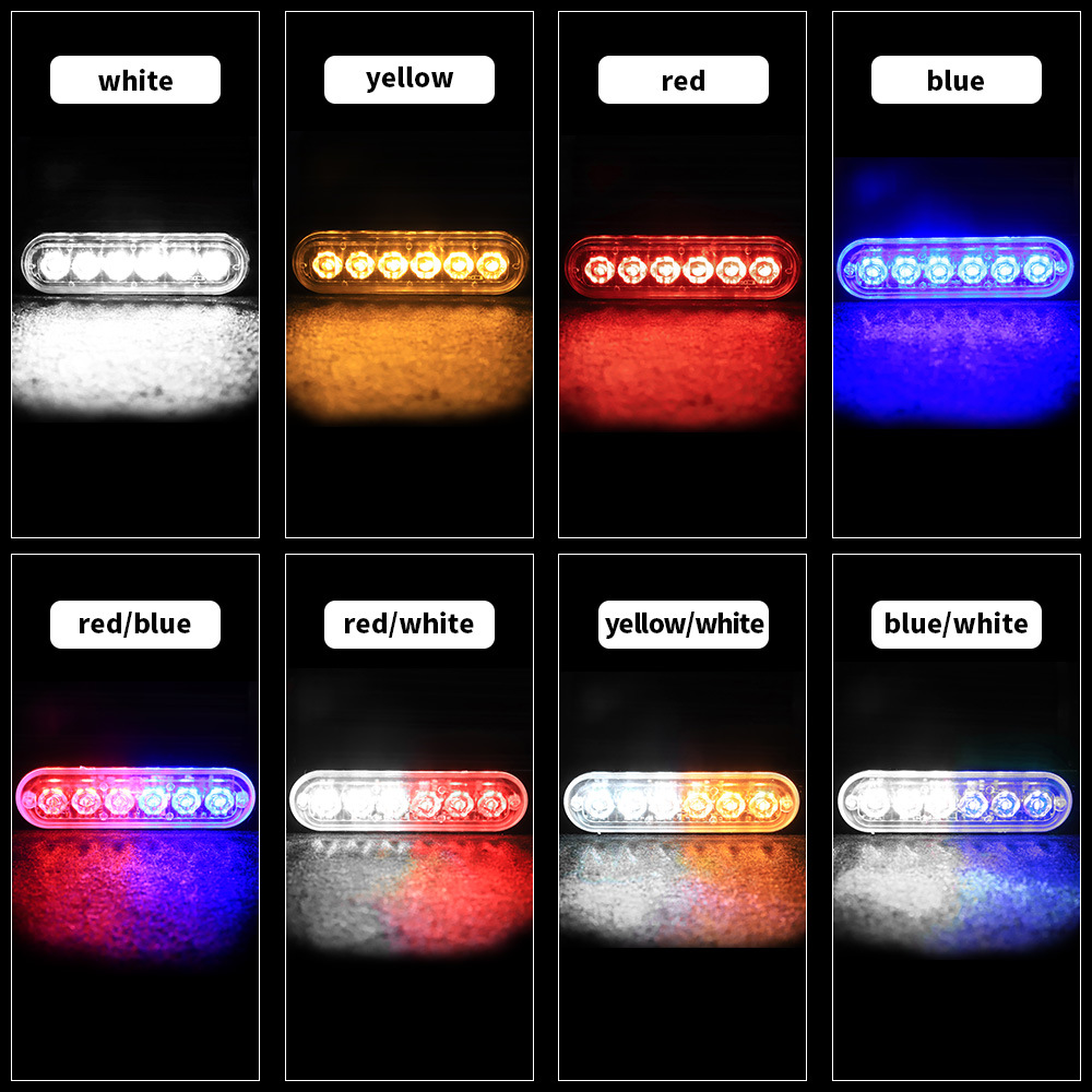 1x รถบรรทุก 12V 24V 6smd LED Strobe ไฟเตือน Strobe Grille กระพริบ Lightbar รถ Beacon โคมไฟ Amber สีเหลืองสีขาวการจราจร