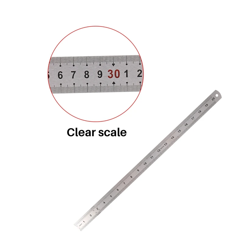 SOSW-Double Side Scale Stainless Steel Straight Ruler Measuring Tool 50cm