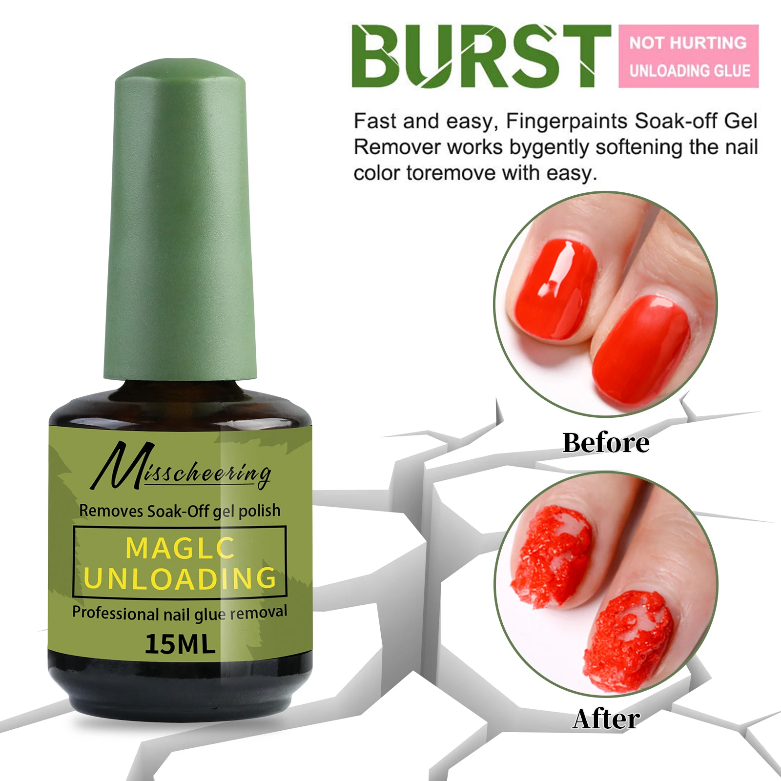 미스치어링 15ml 매직 패스트 네일 젤 폴리쉬 리무버 클린 UV 쏙 오프 세미 퍼머넌트 바니쉬 네일 아트 제거 도구 매니큐어