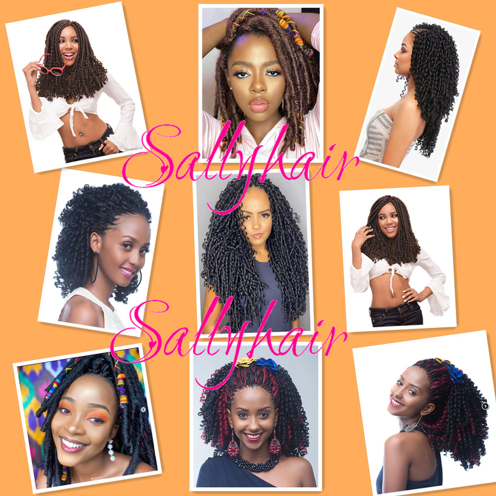 Sallyhair 14インチ70グラム/パックフェイクloc合成編組毛延長ヘアスタイルソフトドレッドブラウン黒編み組紐