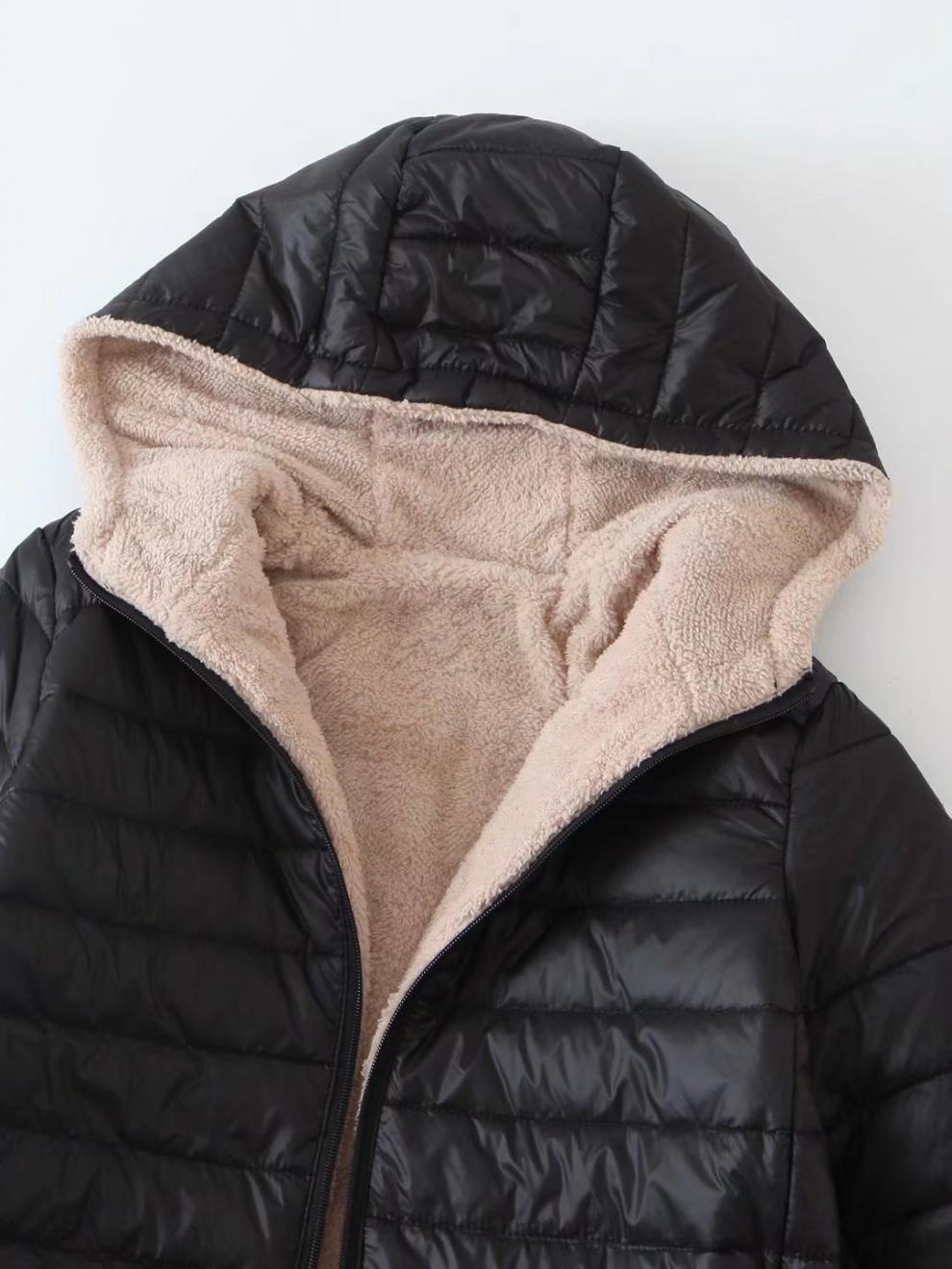 Strickjacke mit Reißverschluss, solide gespleißt, Damenbekleidung, Parkas, mit Kapuze, langärmelig, Oberbekleidung, lockere Passform, lässige Taschen, 2024, Herbstparka