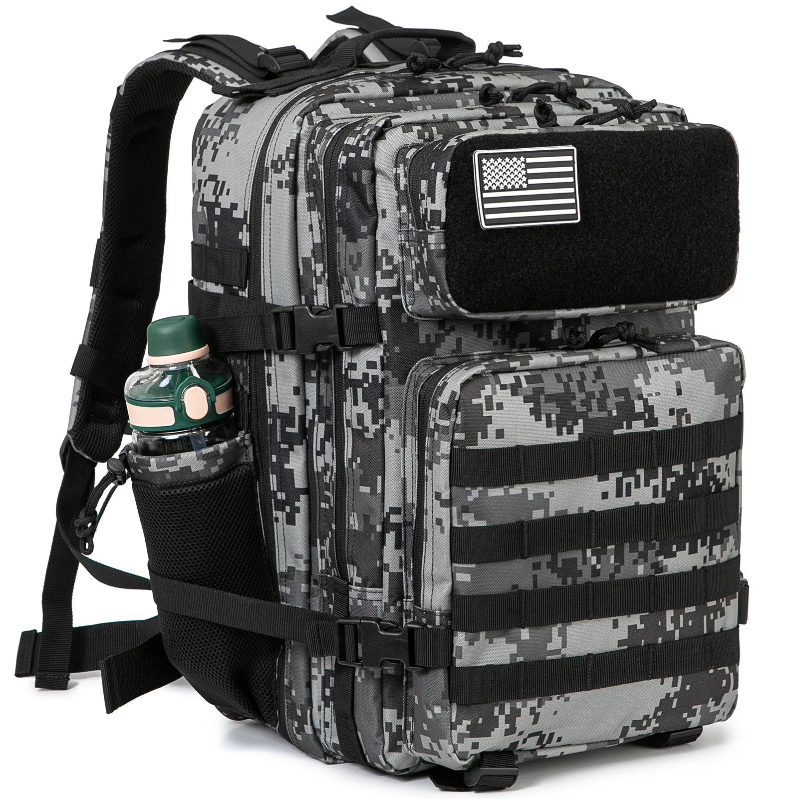 45L Molle Zaino tattico Borsa da caccia MOLLE Zaino PALESTRA per uomo EDC Escursionismo all'aperto Sopravvivenza Zaino Porta bottiglia da strega