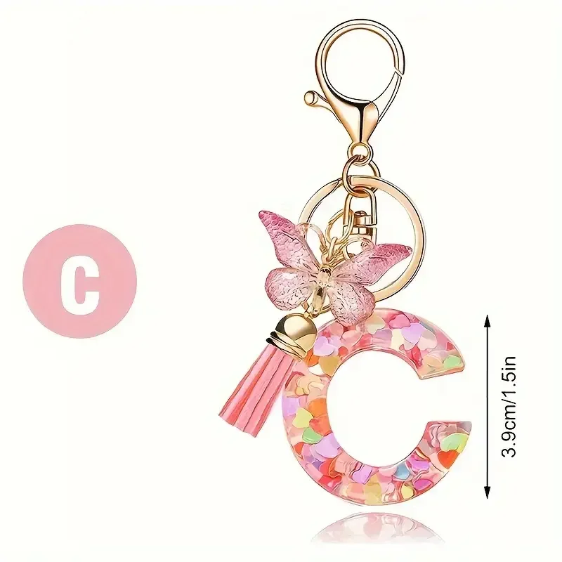 แฟชั่น DIY A-Z ตัวอักษรพวงกุญแจโลหะจี้ Key CHAIN ผู้หญิงแหวน Simple Letter ชื่อ Key PARTY ของขวัญเครื่องประดับ