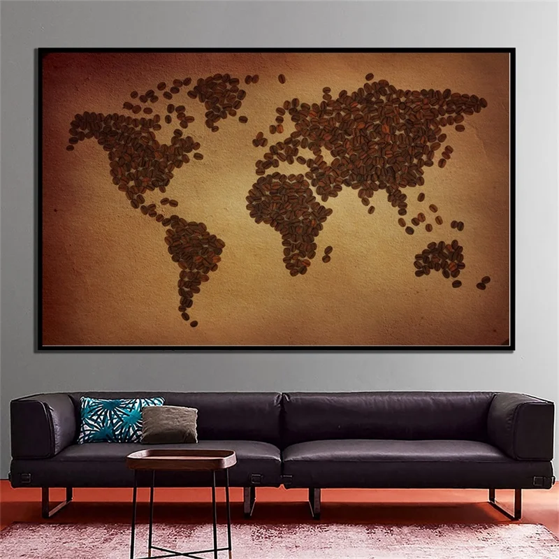 90X60Cm Retro Bản Đồ Thế Giới Áp Phích Và Hình In Canvas Tranh Nghệ Thuật Treo Tường Hình Dán Tường Bảng Xếp Hạng Trang Trí Nhà Văn Phòng giảng Dạy Vật Dụng