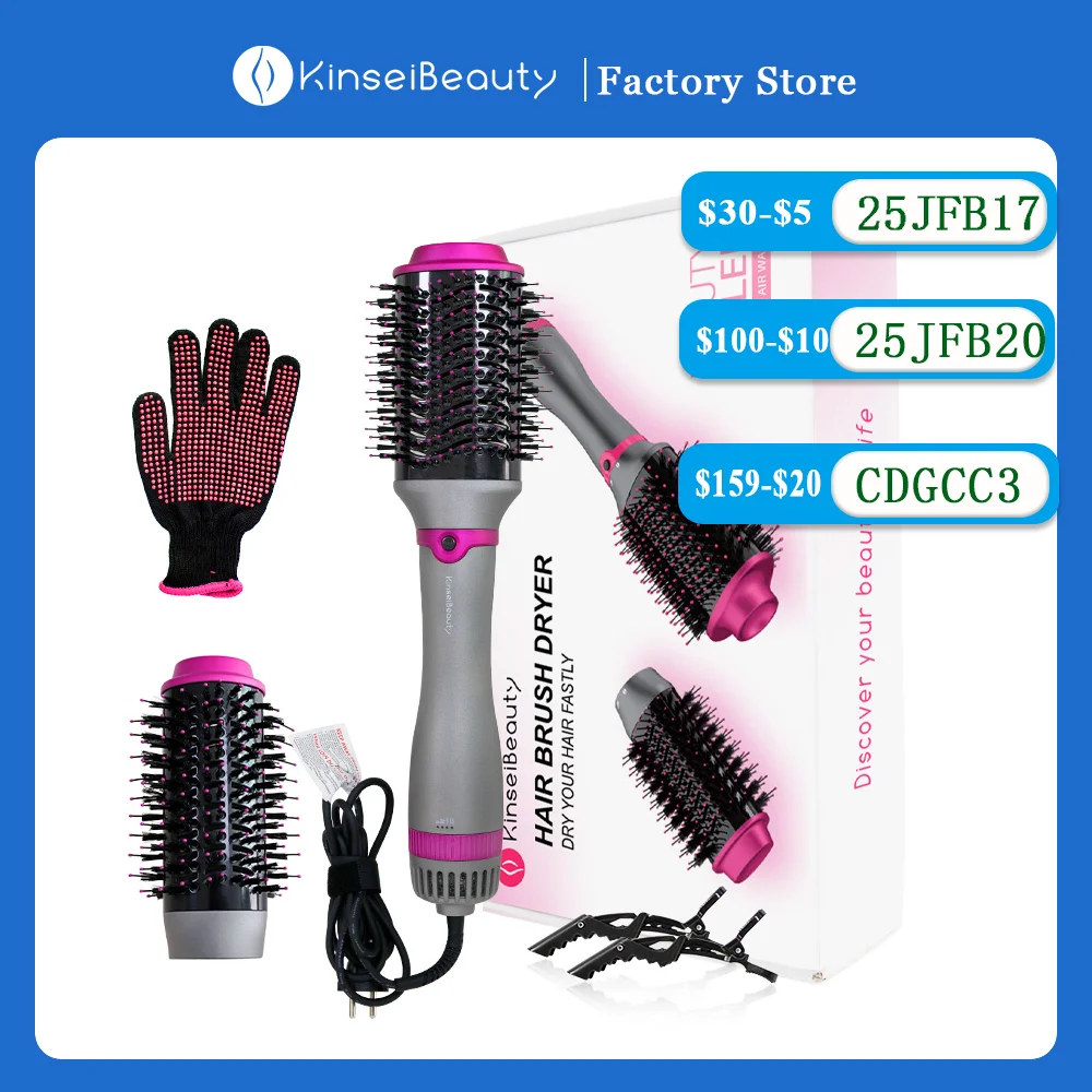 Một Bước Tóc Thổi Bàn Chải 360 ° Xoay Cáp Nguồn Không Khí Nóng Mái Chèo Tạo Kiểu Máy Tạo Ion Âm Làm Xoăn Combair straigh