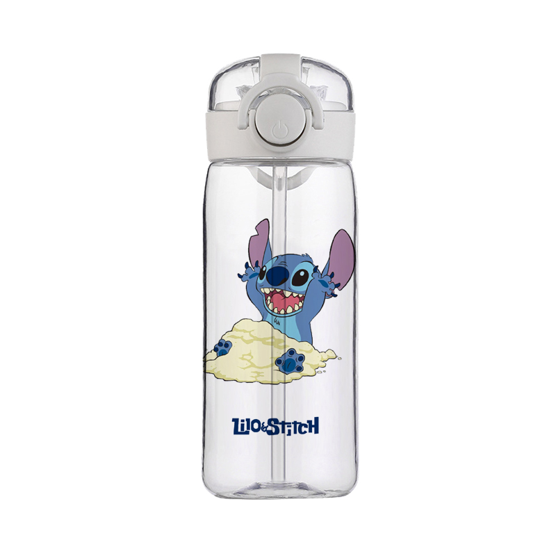 Taza de punto de Disney, botella de agua transparente de alta calidad para deportes al aire libre, bonita botella de agua escolar de plástico a prueba de fugas para niños, 400ML