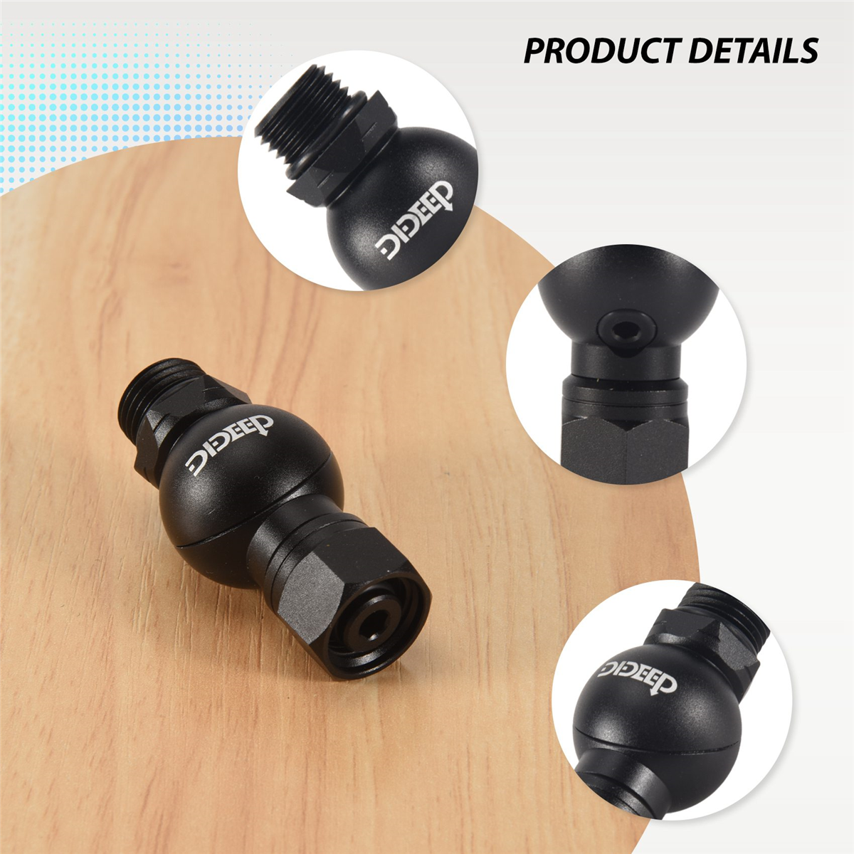 Ackor dideep global universal adaptador de mangueira giratória de 360 graus para 2nd estágio regulador de mergulho conector acessórios de mergulho