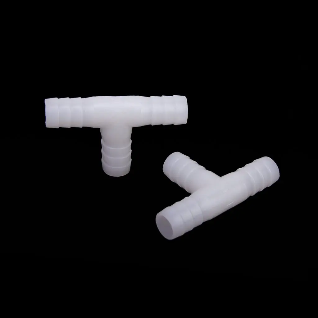 2 x 12mm Plastic Equal Tee Connector Barbed Pipe Fitting Air/Water Hose Joiner
