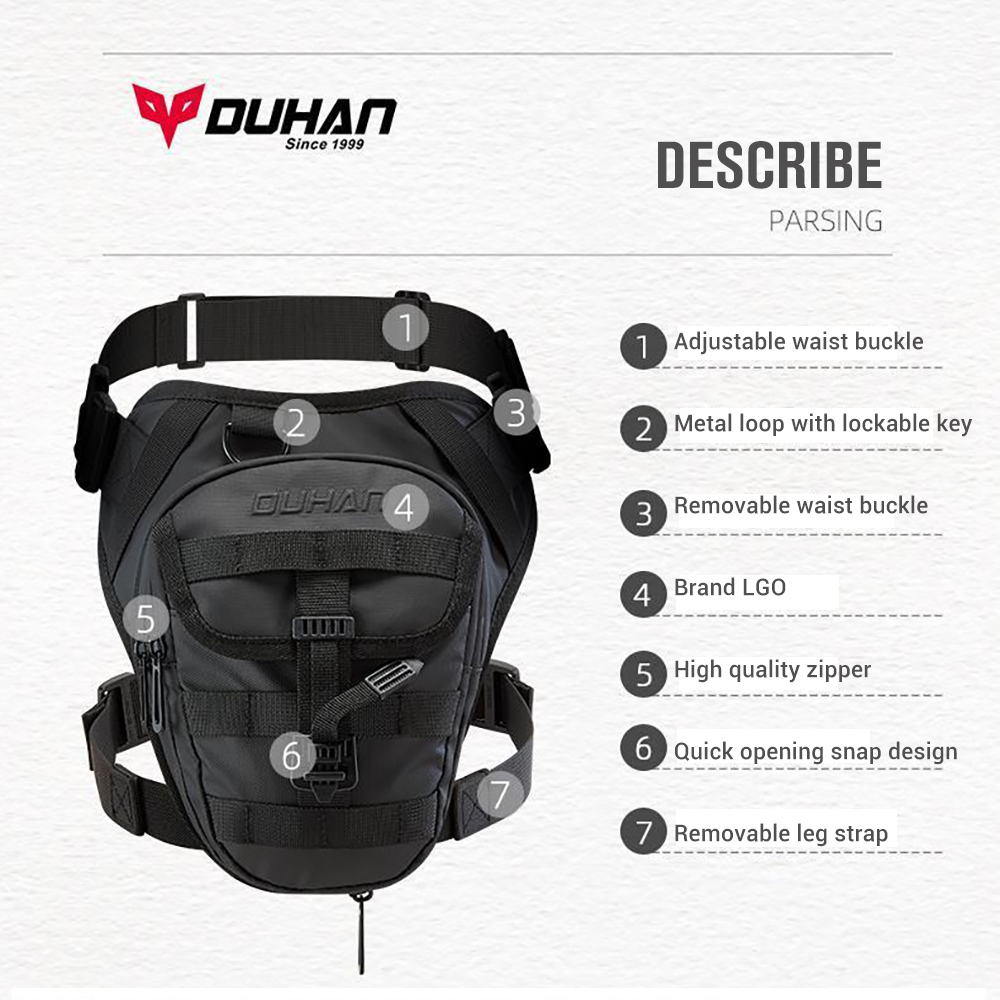 DUHAN Multi-Function Motorcycle Drop Leg Bag Hip Bum Motorcycle Bag Outdoor Waist Bag Motorbike Riding Chest Bag