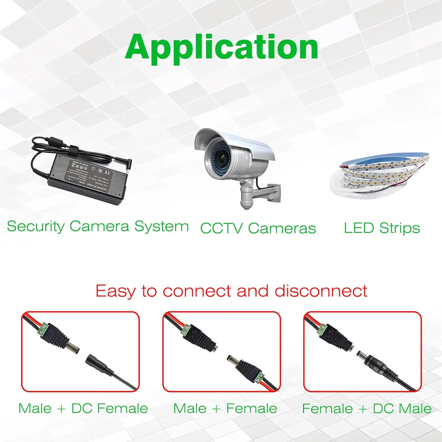 10 คู่ 12V DC Power Connector 5.5 มม.x 2.1 มม., (10 x ชาย + 10 x หญิง) แจ็คปลั๊กอะแดปเตอร์บาร์เรล,DC Power Connector