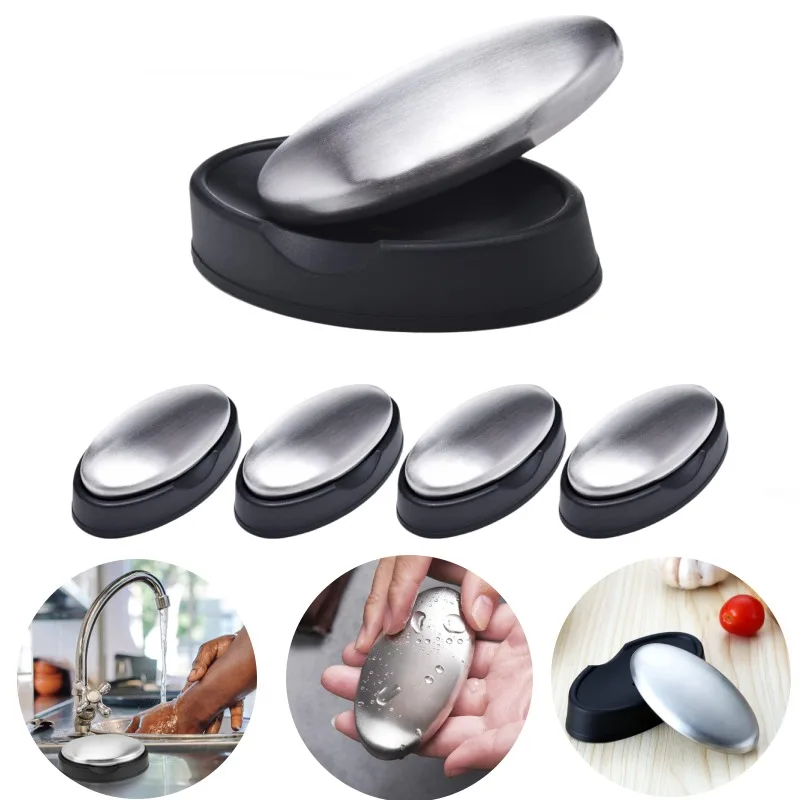 Arruela de mãos oval 304, sabonete desodorante de aço inoxidável, sabonete de metal para desodorização, limpeza, ferramentas de cozinha e remoção de odores
