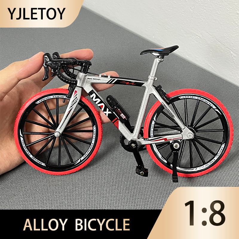 1:8 novo dedo liga de montanha bicicleta diecast modelo simulação corrida em miniatura metal mini bicicleta coleção brinquedos do menino
