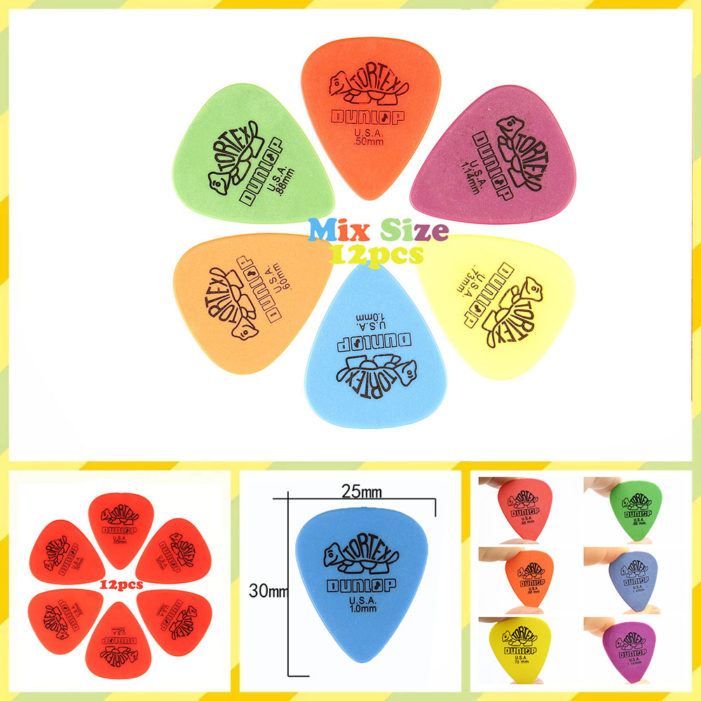 12 Chiếc Đàn Guitar Phím Dunlop Cho Đàn Guitar Điện Phần Bass Phụ Kiện 6 Loại Dày Plectrum