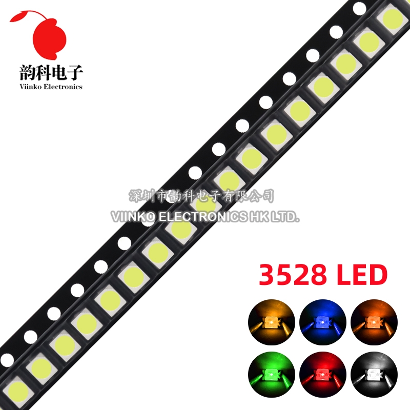100 Uds 3528 1210 SMD LED blanco rojo azul amarillo verde naranja blanco cálido rosa púrpura RGB diodo emisor de luz