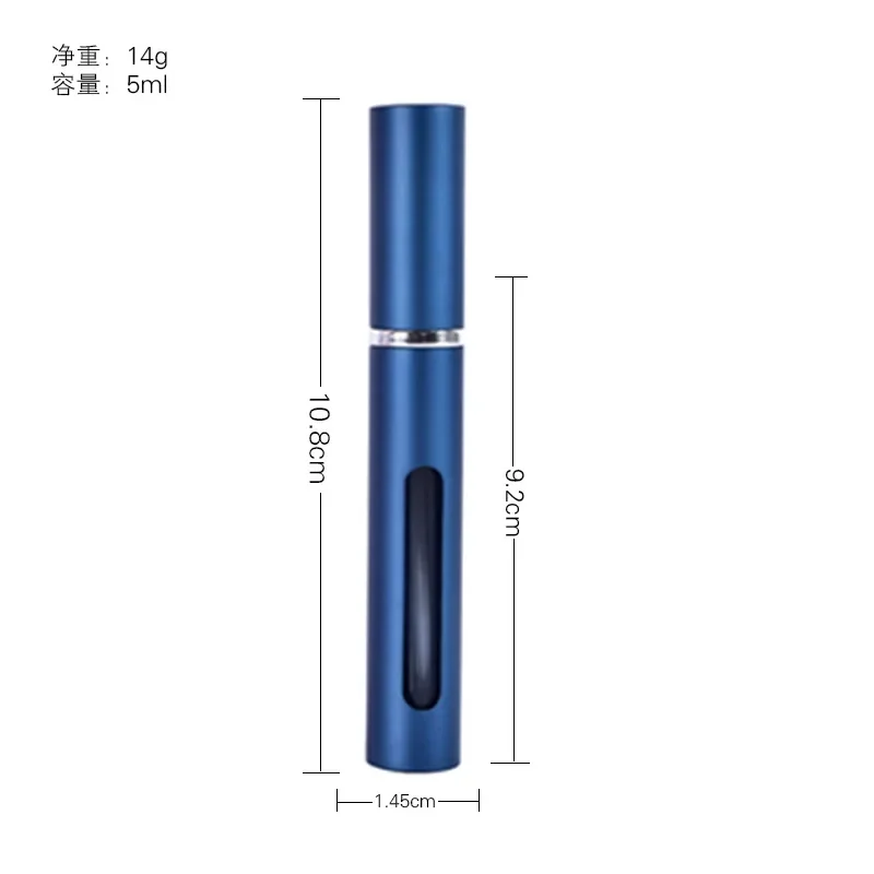 1 pz 104mm * 15mm 5ml Bottiglia di profumo riutilizzabile Formato da viaggio Portatile Ultra Fine Spray Bottiglia Atomizzatore Bottiglia riutilizzabile vuota 5ml
