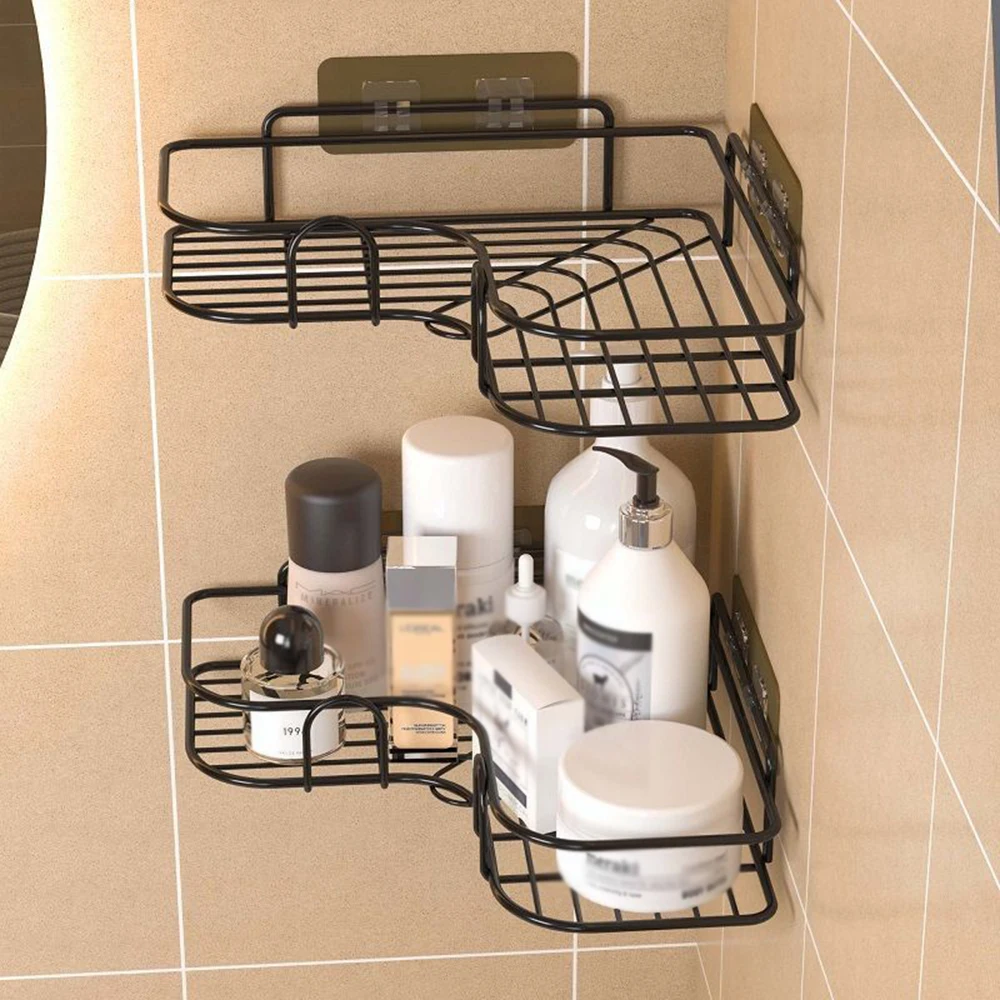 1 x nicht perforiertes Metall-Dreieck-Aufbewahrungsregal zur Wandmontage für die Organisation von Badezimmer, Toilette, Duschbereich, Waschbecken