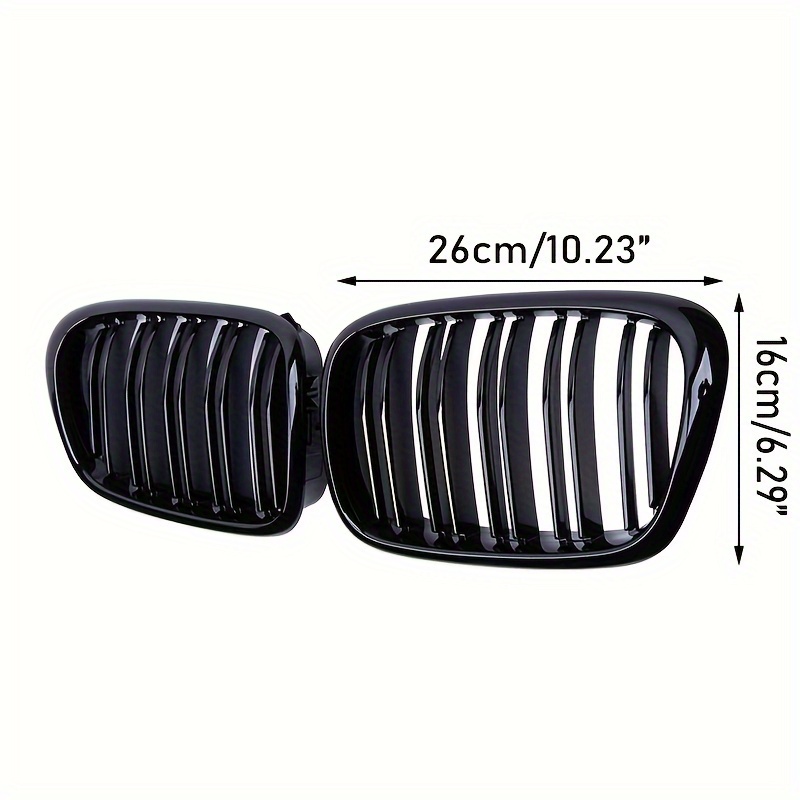 For BMW E39 5 Series 525 528 1999-2003 Glossy Black Grille Car Front Hood Racing Grille Auto Accessories Dual Line Intake Grille