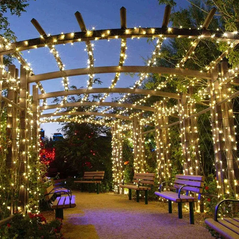 8 farben Outdoor Solar Licht Garten Warm/Lila/RGB LED Streifen String Fairy Lichter Solar Lampe Wasserdichte Girlande weihnachten Dekor