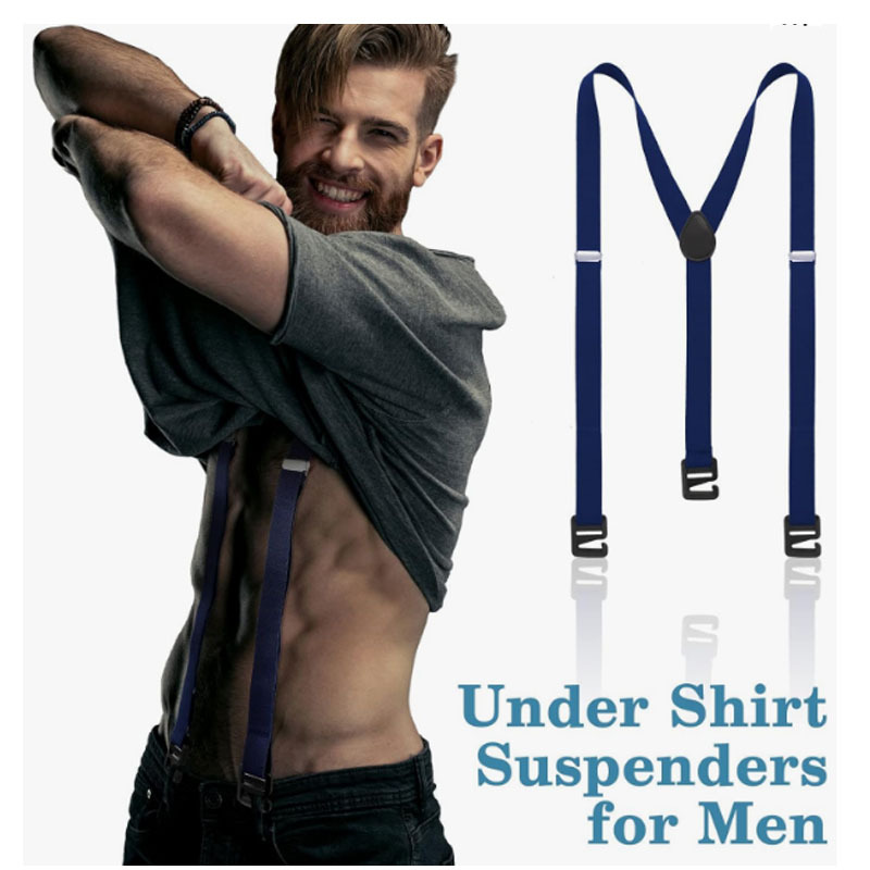 Solid Color Suspenders for Men Y-Back Hidden Suspenders Adjustable Fashion Casual Suspenders