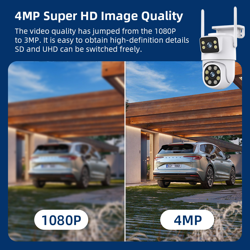 Cámara de vigilancia en exterior de 8MP, lente Dual, pantalla Dual, seguimiento automático AI, vídeo IP, Wifi, PTZ, CCTV, Audio bidireccional