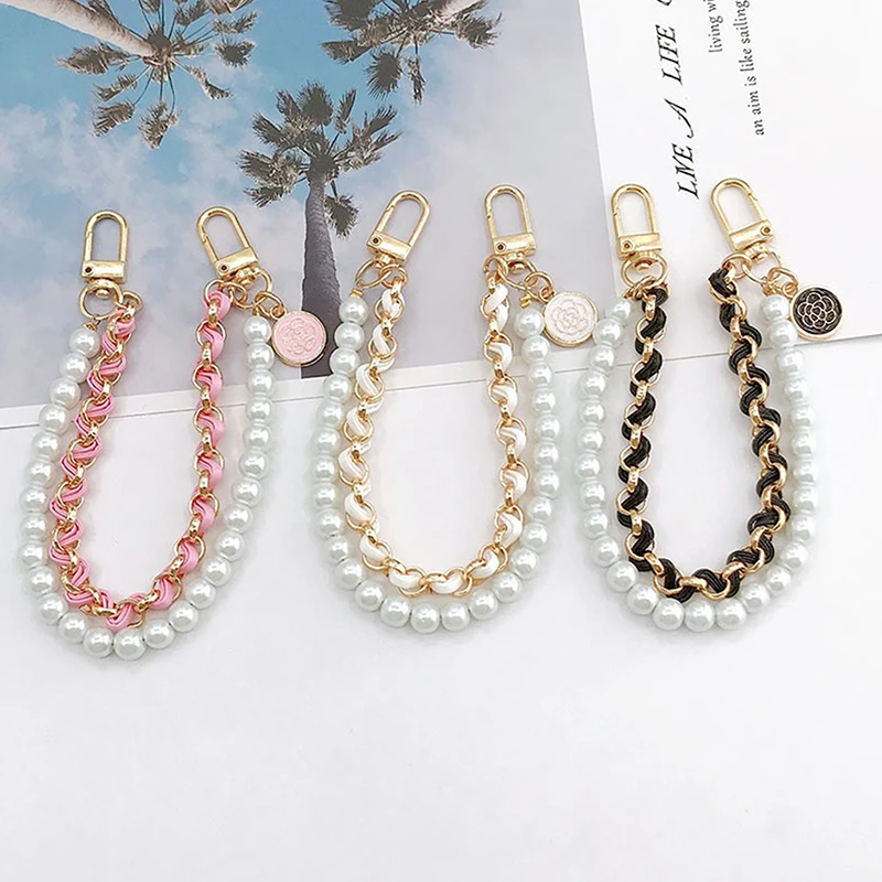 Correa de bolso de perlas Vintage para bolso, cadena de doble capa, cordón de teléfono de perlas, asas de repuesto para bolso exquisito, accesorio para bolso