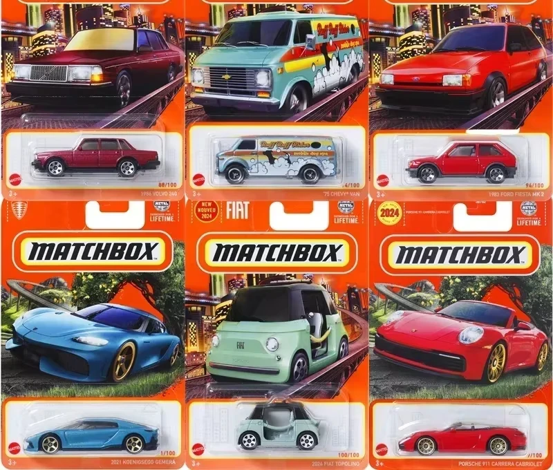 Original Mattel Matchbox coche 1/64 Diecast Volvo 240 Plymouth Coupe Koenigsegg Gemera vehículo modelo juguetes para niños colección regalo