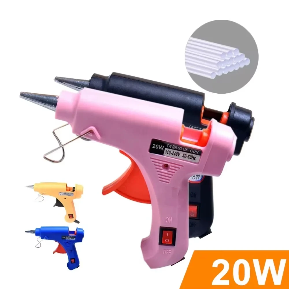 新しい Protable 20 ワット EU ホットメルトグルーガン 7 ミリメートルスティックのり DIY ミニ電熱温度修復ツール工業用サーモ
