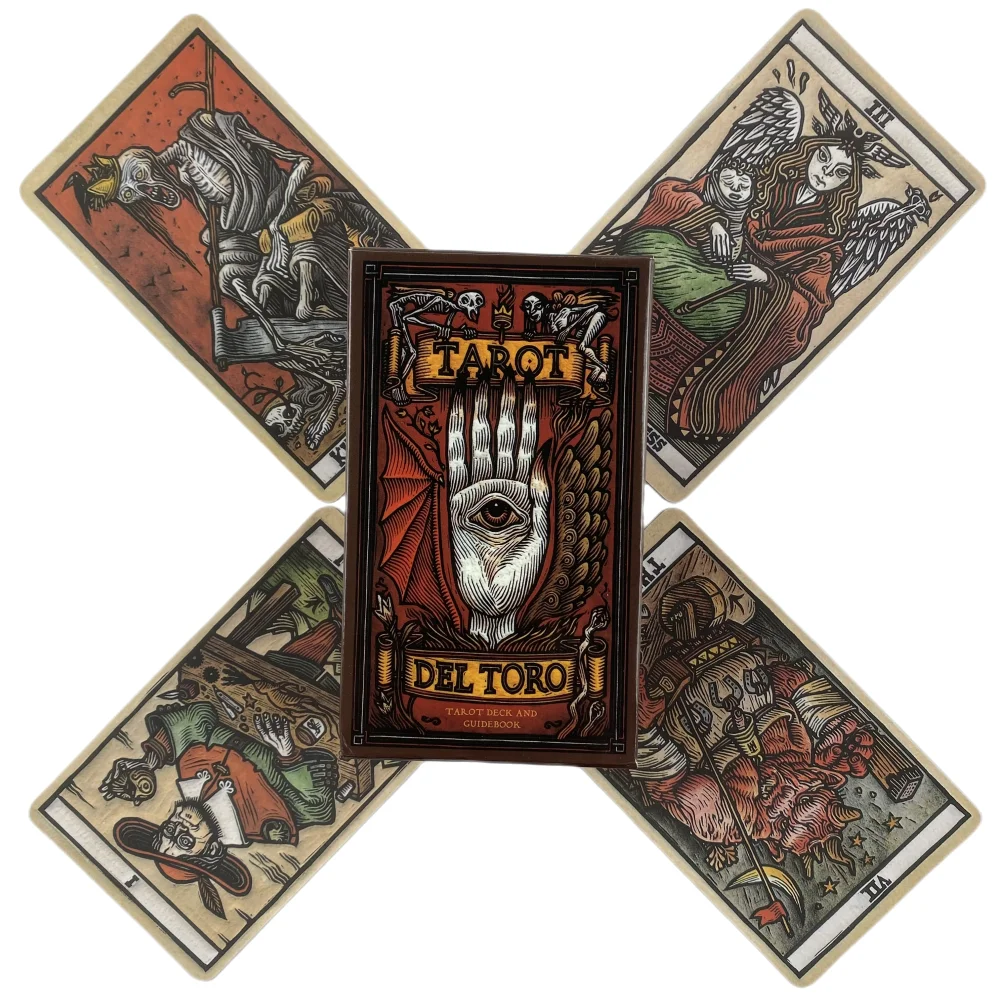Baralho de tarô e guia inspirados no mundo de guillermo del toro, novidade, livro para iniciantes, jogo de cartas, brinquedo